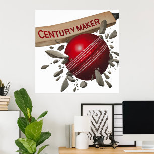 Poster Century Maker Cricket Bat et Ball Sports