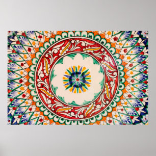 Poster Céramiques à la main peinte à la patte uzbek tradi