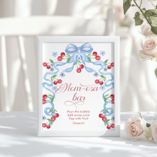 Poster Cerceau Bleu Cerise Bar Momosa Baby Shower