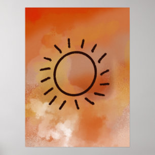 Poster cercle contemporain aquarelle abstraite moderne