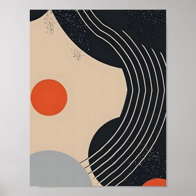 Poster Cercle & Courbe Art Abstrait (Devant)