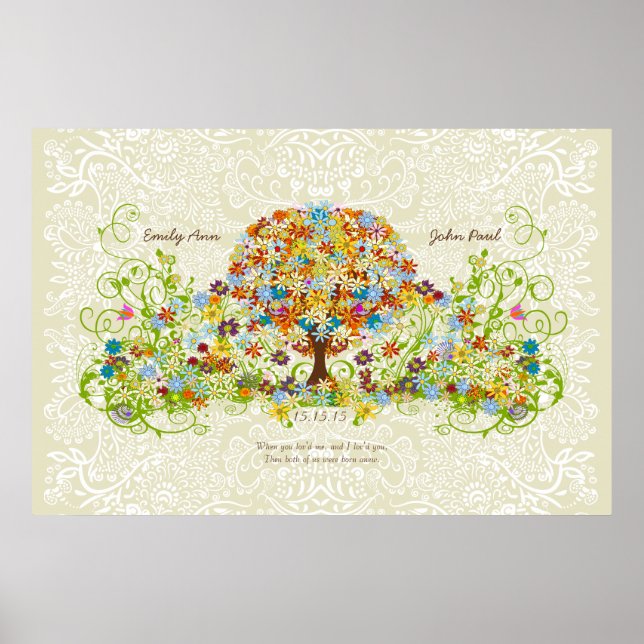 Poster Cercle d'amour de l'arbre de mariage de la forêt e (Devant)