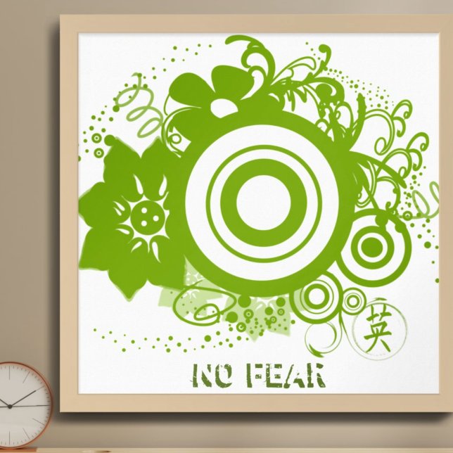 Poster Cercle de fleurs avec Kanji pour Courage (Créateur téléchargé)