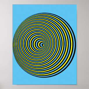 Poster Cercle d'illusion optique sur l'affiche bleue