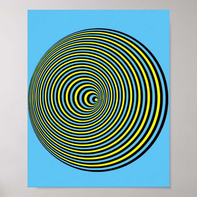 Poster Cercle d'illusion optique sur l'affiche bleue (Devant)