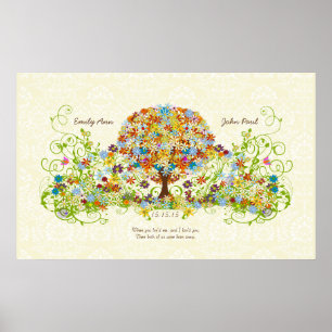 Poster Cercle forestier enchanté de l'arbre Mariage d'amo