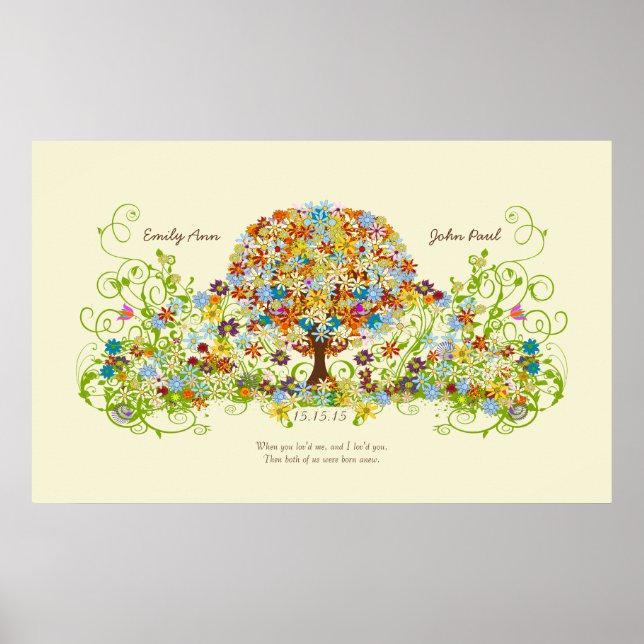 Poster Cercle forestier enchanté de l'arbre Mariage d'amo (Devant)