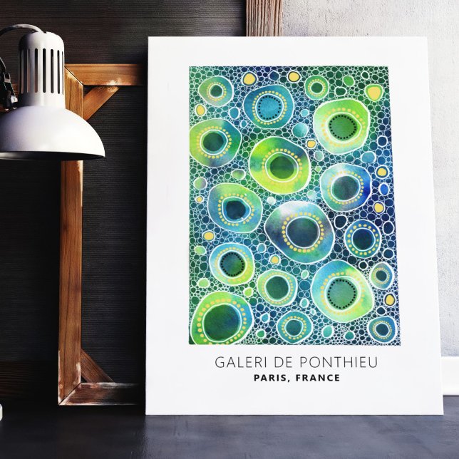 Poster Cercles Abstraits Motif Turquoise Gold personnalis (Abstract Circles in gold and teal Poster)