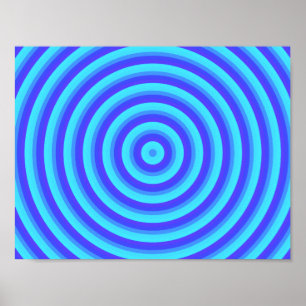 Poster Cercles bleus de néon psychédélique