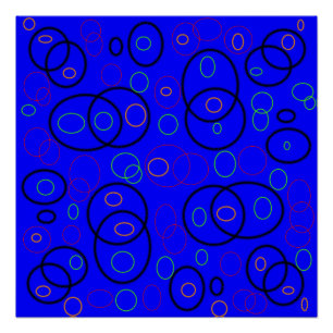 Poster Cercles colorés sur bleu