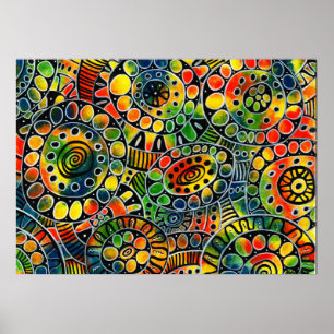 Poster Cercles colorés vifs et ovales Original Abstrait