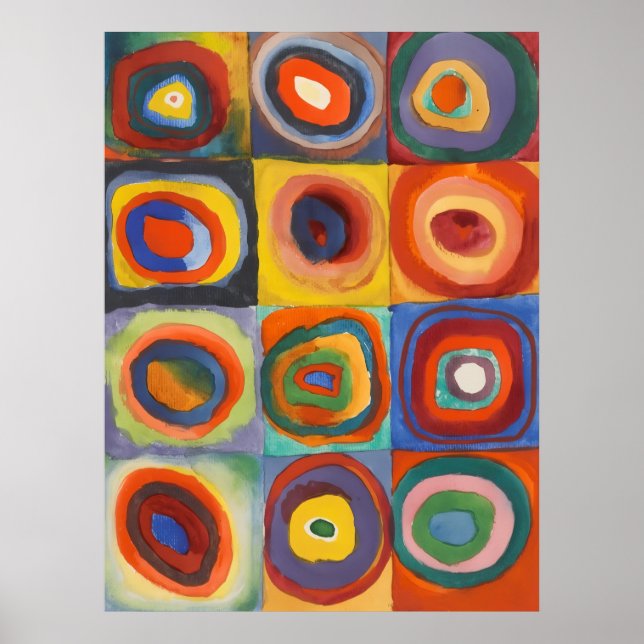 Poster Cercles concentrés Carré de Kandinsky (Devant)