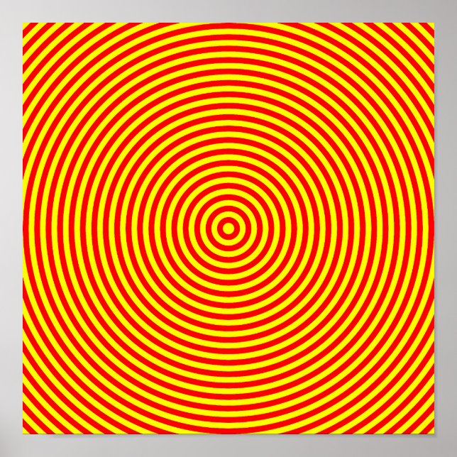 Poster Cercles concentrés rouges et jaunes (Devant)