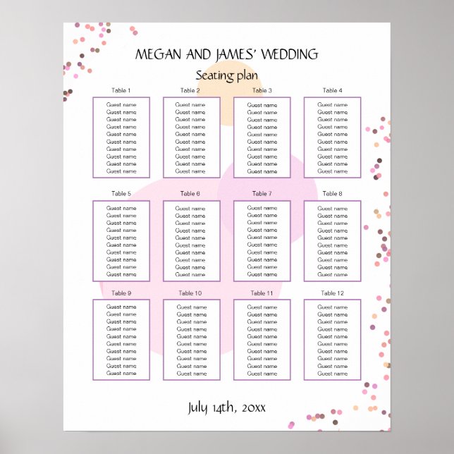 Poster Cercles Confetti Roses (Devant)