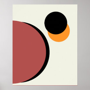 Poster Cercles d'art moderne Abstrait Orange Brown Noir