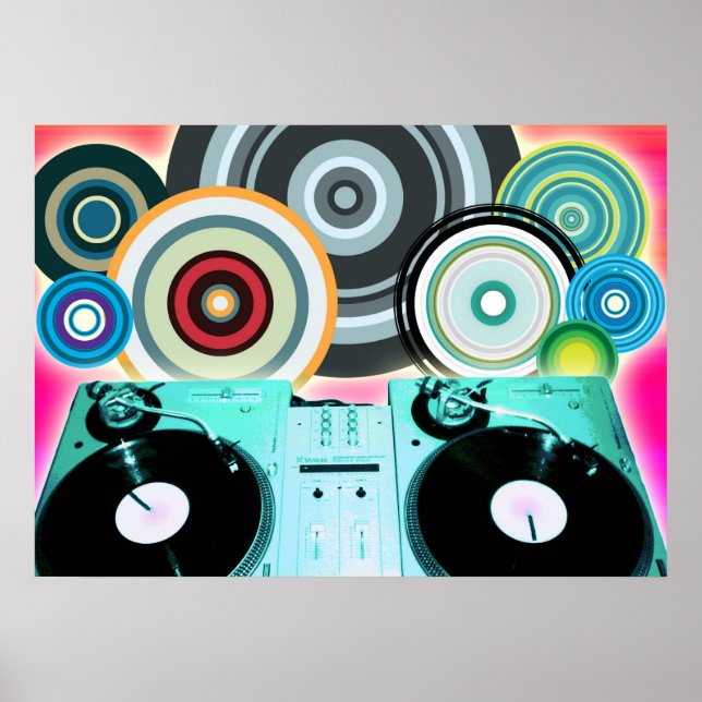 Poster Cercles de Tourne-disque DJ (Devant)