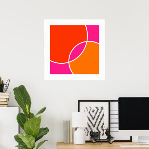 Poster Cercles d'orange rose corail