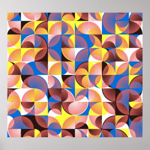 Poster Cercles du milieu du siècle, rayures, tuiles vinta