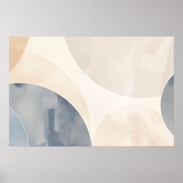 Poster Cercles en gris et beige avec espace copie (Devant)