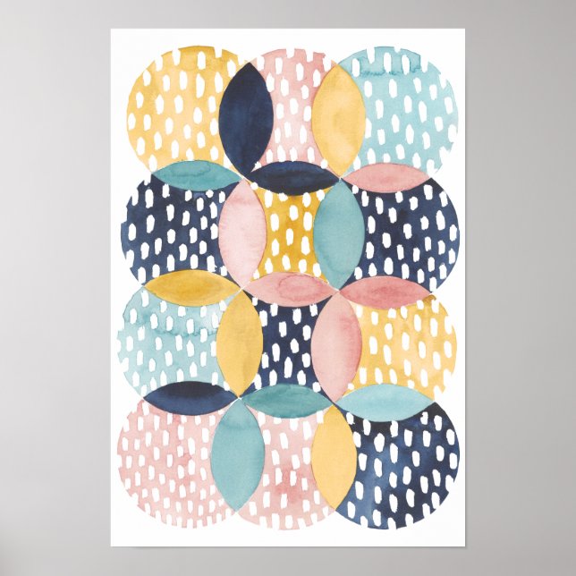 Poster Cercles géométriques aquarelle (Devant)