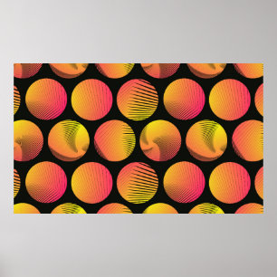 Poster cercles graphiques sans couture motif en orange sh