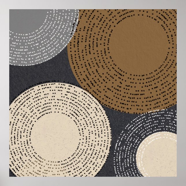 Poster Cercles gris Brown minimalistes (Devant)