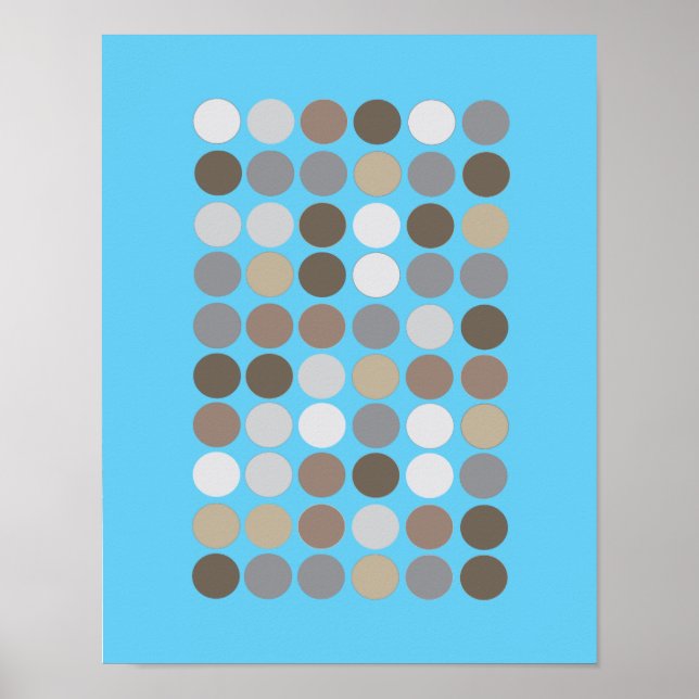 Poster Cercles gris et Brown Bleu Motif moderne Abstrait (Devant)