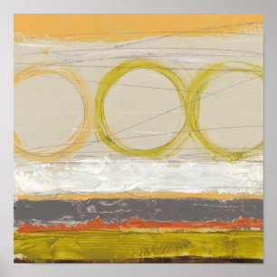 Poster Cercles jaunes et orange sur Arrière - plan multic