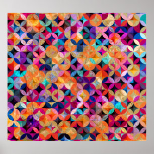 Poster Cercles lumineux Arrière - plan Vintage Abstrait