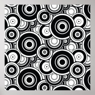 Poster Cercles noirs et blancs