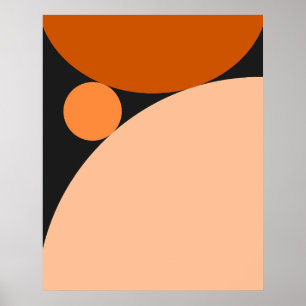 Poster Cercles Orange et Pêche Abstraits