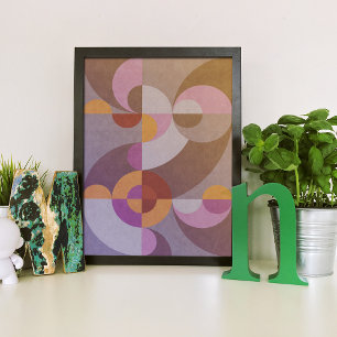 Poster Cercles rétro abstraits géométriques motif coloré