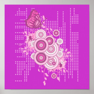 Poster cercles rétro et conception papillon