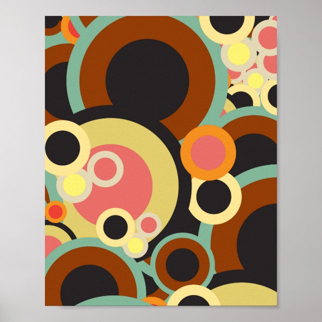Poster Cercles rétro motif / Palette de couleur rétro (Devant)