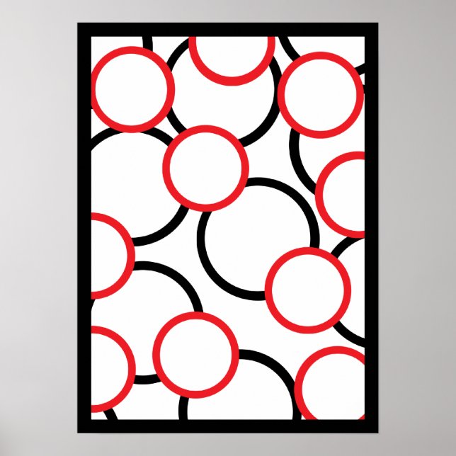 Poster Cercles rouges et noirs (Devant)