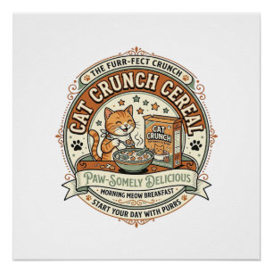 Poster Céréal Cat Crunch Boîte de céréales pour petit-déj