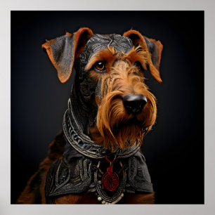 Poster Cérémonial Airedale Terrier en Guerrier Attire