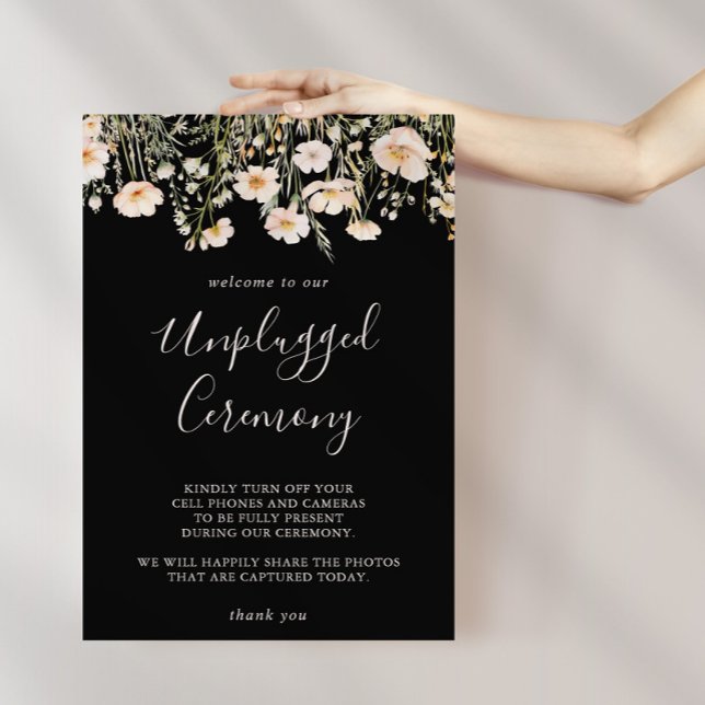 Poster Cérémonie classique de Blush Fleur sauvage noir dé (Créateur téléchargé)