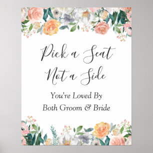 Poster Cérémonie de mariage aux roses florales Panneau de