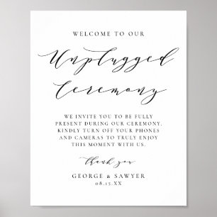 Poster Cérémonie de Mariage de script minimaliste noir dé