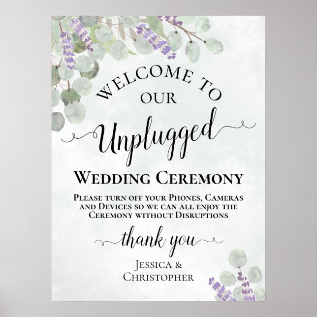 Poster Cérémonie de Mariage débranché de Lavender Eucalyp (Devant)