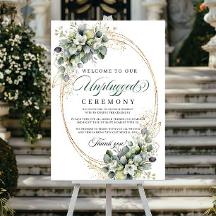 Poster Cérémonie de mariage débranchée à l'aquarelle vert
