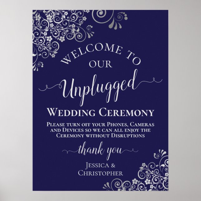 Poster Cérémonie de Mariage débranchée de la Navy Blue &  (Devant)