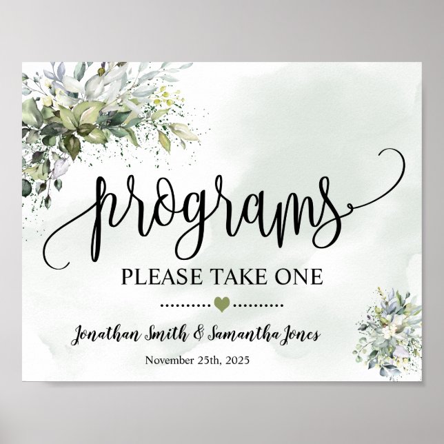 Poster Cérémonie de Mariage des programmes Écalyptus Sign (Devant)