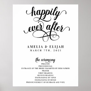 Poster Cérémonie de mariage 'Heureux pour toujours' Progr