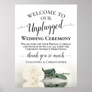 Poster Cérémonie de Mariage Ivory White Rose Chic Unplugg