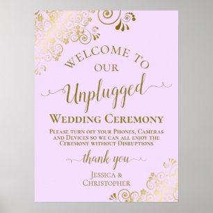 Poster Cérémonie de Mariage Lilac Purple & Gold Unplugged