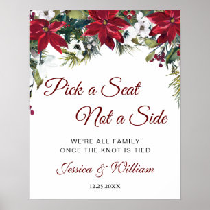 Poster Cérémonie de Mariage Red Poinsettia Signe de siège