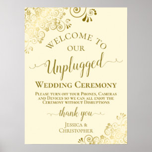 Poster Cérémonie de Mariage stylish Gold & Cream Unplugge
