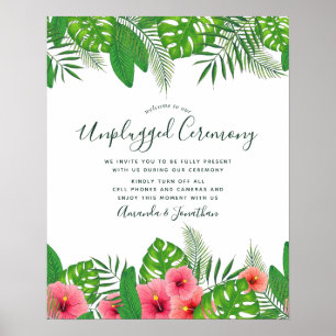 Poster Cérémonie de mariage tropical aquarelle sans appar